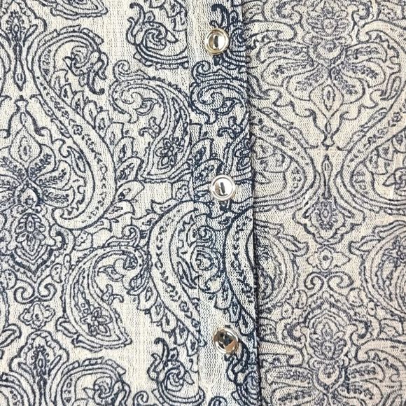 Perseption Concept Womens Semi Sheer Button Down Blouse Top Size Large Tan Black - Picture 6 of 16